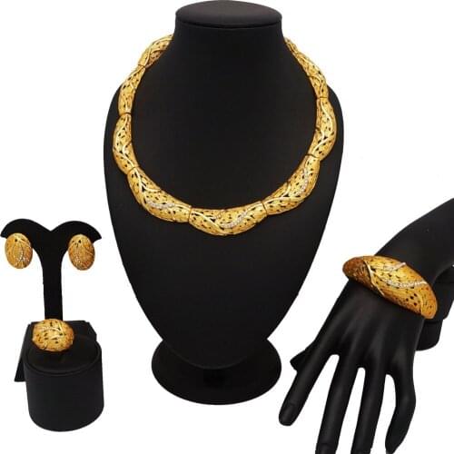 Wedding jewelry sets african necklace gold high quality beads jewelry sets necklace women