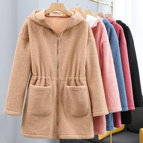 Nowsaa Women Thick Warm Parkas Autumn Winter Coats Women Fleece Elegant Zipper Jackets Female Hooded Jacket Outwear Parka Coat