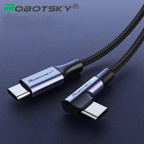 USB C To USB Type C 3A Quick Charging Cable 90 Degree PD 60W Type-C Charger Data Cable For Samsung S20 MacBook IPad Pro