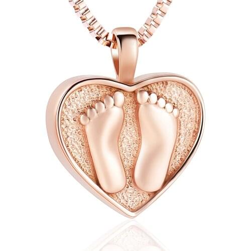 Heart Baby Feet Cremation Jewelry for Ashes Urn Pendant Necklace Keepsake Urns Memorial Jewelry for Women Men