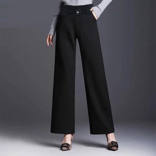 Spring Summer High Wais Wide Leg Pants Women Plus Size Stripe Straight Trousers Ladies Office Work Casual Pants Loose Sweatpants
