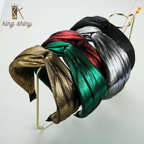 Temperament Korean Solid Color Shiny Fabric Headband Elegant Bowknot Twisted Hairband for Woman Girls Party Hair Accessories