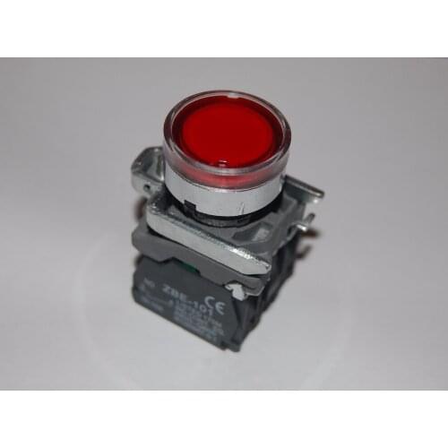 1PC 22MM Red LED Illuminated pushbuttons with flush push Fits XB4BW34B5 24V AC/DC