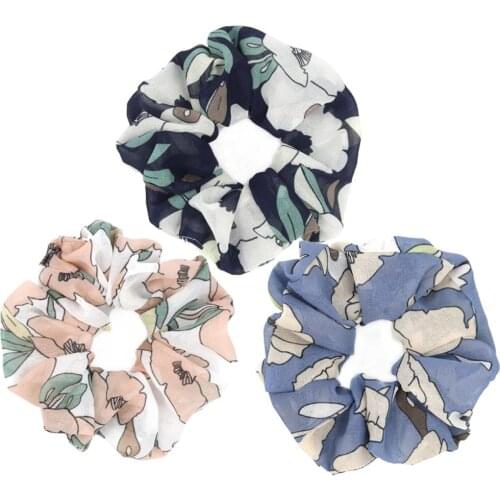 Furling Girl 1 PC Chiffon Floral Print Hair Bands Hair Scrunchies Ponytail Holder Women Hair Accessories