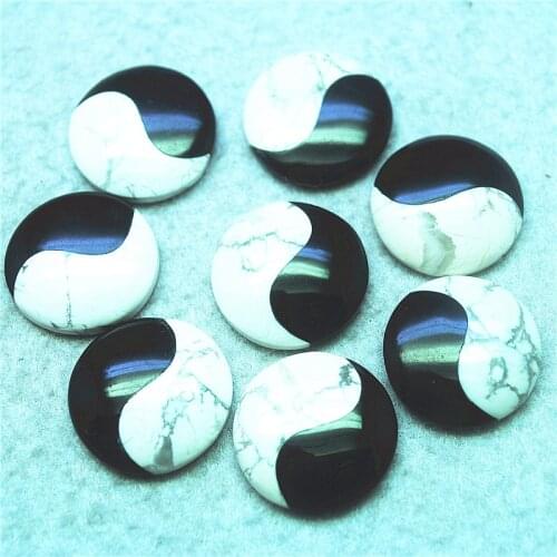 10PCS Nature Semi Precious Stone Cabochons No Hole 20MM Round Shape Tai Chi DIY Jewelry Accessories Free Shipping