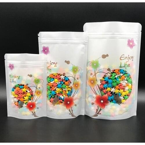 100Pcs Standing Pouch Tea Storage Packing Snack candy Cookies Package Reclosable Self Seal Bag Baking Supplies wedding decor