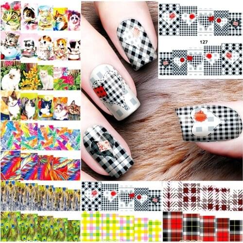 12 Sheets Beauty Nail Art Decorations Sticker Water Transfer Decals Foil Manicure Nail Accessories Supplies Tool A