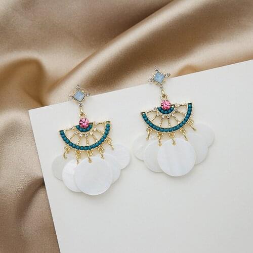 2021 Fashion Bohemian Big Tassel Dangle Drop Earrings for Women Statement Wedding Fanshaped Female Earrings Party Jewelry