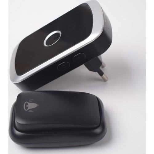 Self-powered Wireless Door bell With LED light no Need Battery Remote Control DoorBell AC 110-240V black