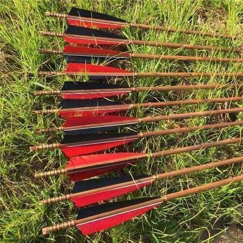 6/12/24PCS 32'' Handmade Bamboo Arrows For 20-60IBS Longbow Hunting Archery