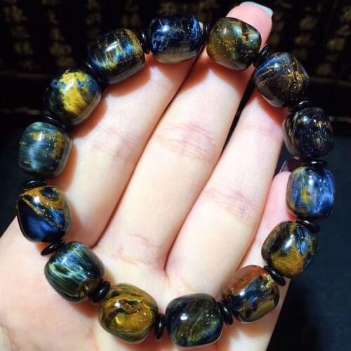 Genuine Natural Yellow Pietersite Barrel Beads Bracelet 12x11mm Reiki Women Men Powerful Stretch Gems Bracelet AAAAA certificate