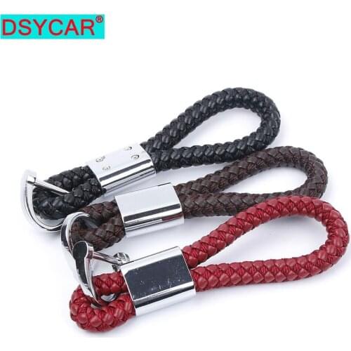 DSYCAR 1Set Hand Made Leather Rope Weaving Keychain Car Key Pendant with Special Screwdriver for Universal Cars