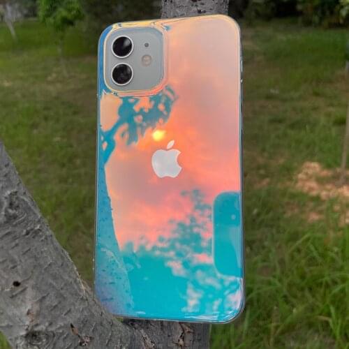 Electroplating aurora color Phone case For iphone 12 11 Pro Max XS MAX XR X 7 8 Plus SE20 Double-sided laminated IMD clear cover