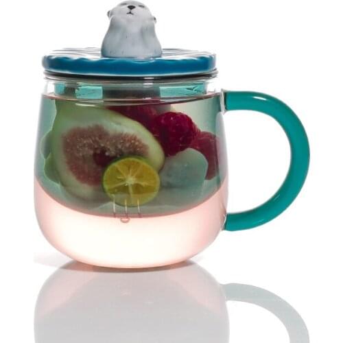 Sea Otter Baby Strainer Tea Cup Scented Tea Couple Gift Tea Water Separation Glass