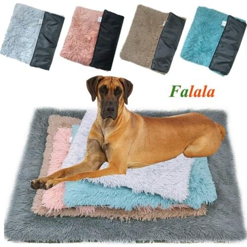 Long Plush Pet Dog Bed Soft Warm Fleece Cushion Blanket for Cat Winter New Puppy Kitten Solid Sofa Mat Pad for Small Large Dogs
