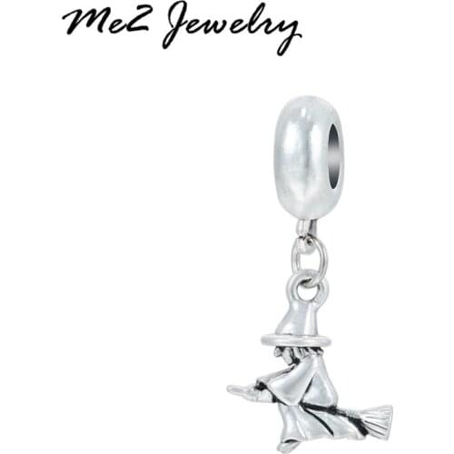 European Silver Plated Witch Charm Beads fit Charm Bracelets For Women DIY Pendant Jewerly Free Shipping