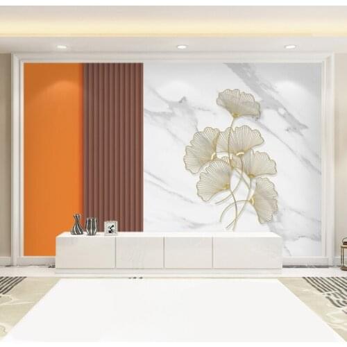TV background wall painting orange marble pattern simple living room Abstract geometry film and television wall custom wallpaper