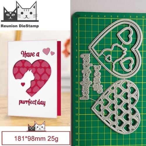 Cat Heart Love Background Frame Metal Cutting Dies Decorative Scrapbooking Steel Craft Die Cut Embossing Paper Cards Stencil New