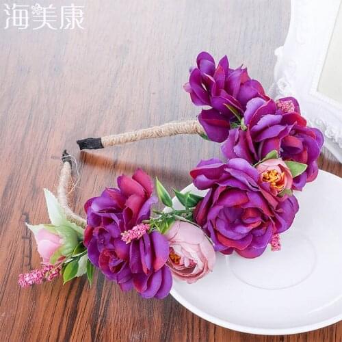 Haimeikang New Flowers Headband for Girls Head Wear Women Hairbands Children Floral Headbands Kids Festival Hair Accessories