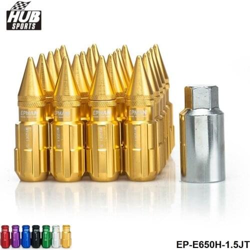 Jdm Racing Style Aluminum Lock Lug Nuts With Spikes 20Pcs W/Key 12x1.5 For Honda Aftermarket Wheel Nuts HU-E650H-1.5JT