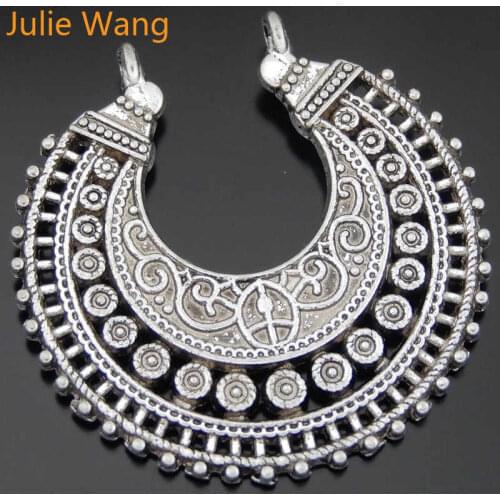 Julie Wang 4PCS Moon Crescent Shape Alloy Charms Antique Silver Color Connector Pendants Jewelry Making Necklace Accessory
