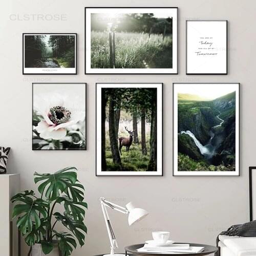 Mountain Forest Picture Nature Flower Scenery Scandinavian Poster Nordic Decoration Print Landscape Wall Art Canvas Painting