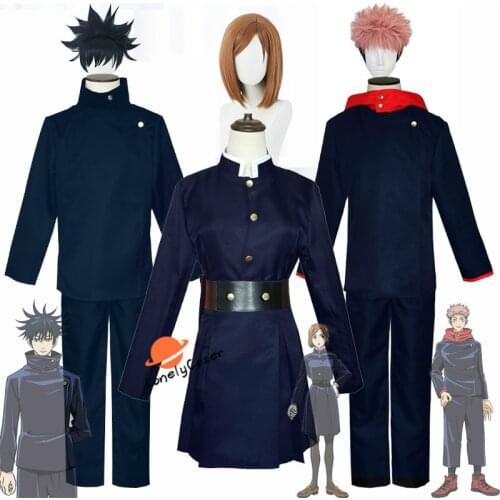 Anime Jujutsu Kaisen Cosplay Costume Kugisaki Nobara Yuji Itadori Wig Top Pants Dress Halloween Christmas Party Uniform Unisex