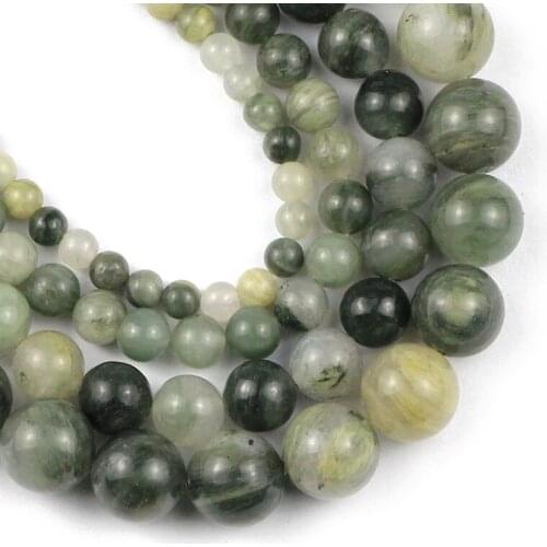 YHBZRET Natural Green Grass Jaspe Stone 4/6/8/10MM Round spacer Loose beads for Jewelry bracelet necklace making DIY 15'' Strand
