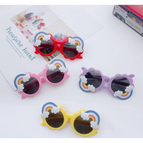 Round Sunglasses Kids Rainbow Sun Glasses Girls Children Colorful Eye Lenses Baby Shades Boys Yellow Mirror Juniors Eyeglasses