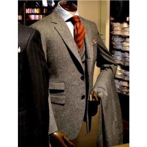 TPSAADE Mens Ticket Pocket Groomsmen Notch Lapel Groom Tuxedos 2 Buttons Men Suits Wedding Best Man Blazer (Jacket+Pants+Vest)