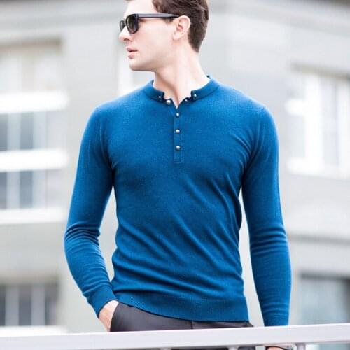 New arrival fashion 100% Pure Wool Lapel Button Sweater Men Youth Tide Casual Computer Knitted Sweatercoat mens size SM L XL XXL