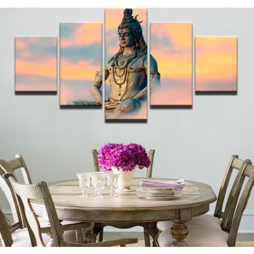 Wall Art Modern Pictures Canvas Hd Printed Painting 5 Piece Great India Deities God Siva Poster Home Decor for Living Room