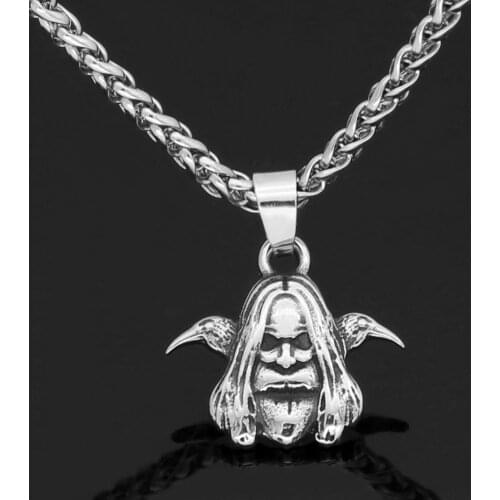 Stainless steel Nordic viking odin wirh raven amulet rune pendant necklace with viking gift bag