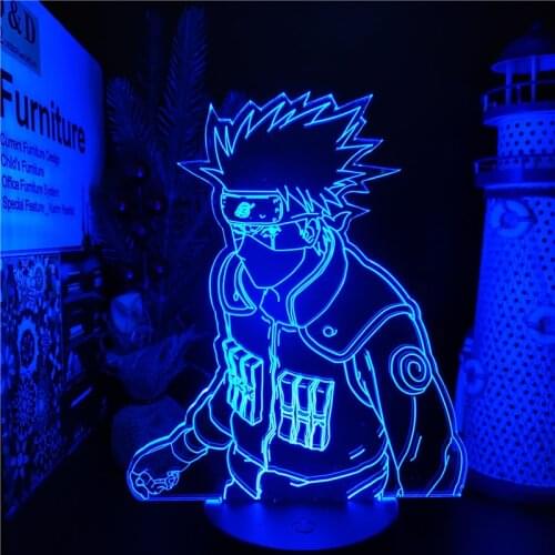 Hatake Kakashi 3D Night Light Naruto Shippuden Anime Figure LED Lamp Kid Bedroom Decoration Lampara Gift Desk Manga Lampe Kawaii