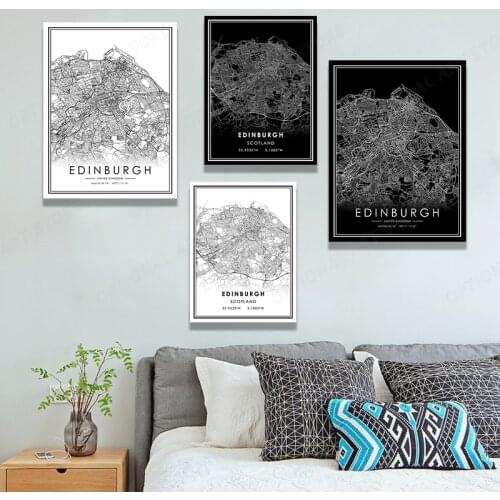 EDINBURGH country map print poster canvas | Country city maps print posters