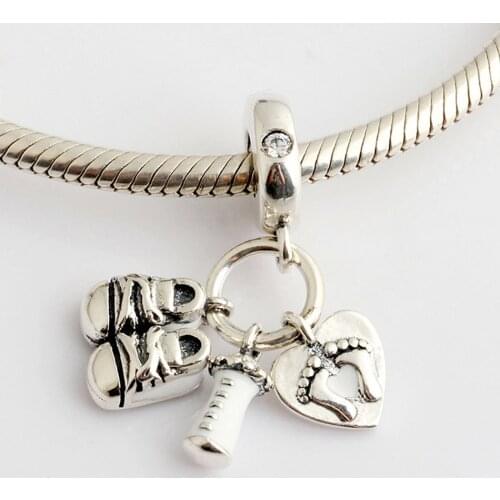 Authentic S925 Silver Pendant My Little Baby Hanging Charm for Women Bracelet Bangle DIY Jewelry
