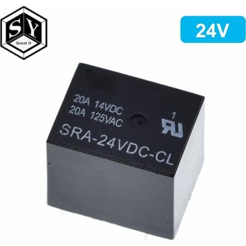 Power Relay 5V 12V 24V 20A DC Power Relay SRA-05VDC-CL SRA-12VDC-CL SRA-24VDC-CL 5Pin PCB Type In stock Automobile relay Black