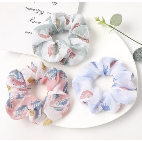 Rubber Hair Ties Summer Chiffon Scrunchies Elastic Hair Bands Floral Ponytail Holder Freshing Scrunchie Women Hair Accessories