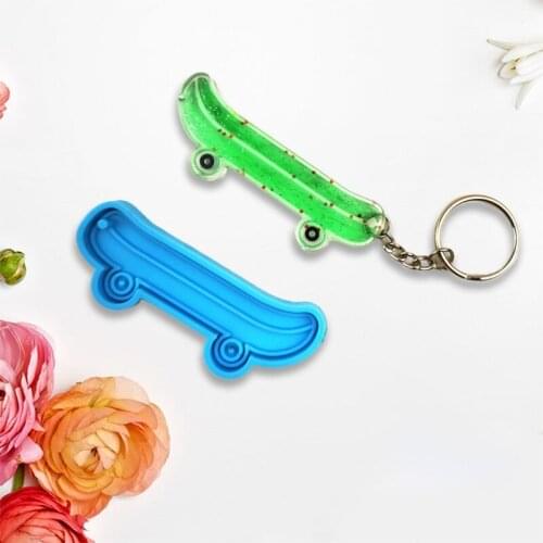 Roller Skates Skateboard Shaped Keychain Epoxy Resin Mold Key Chain Pendants Silicone Mould DIY Crafts Jewelry Casting