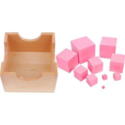 Montessori Sensory Toys 11 Blocks Pink Tower with Stand Development of Childrens Intelligence Educational Game for Kids
