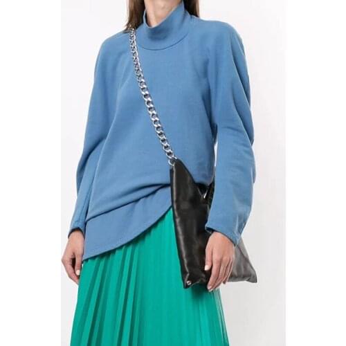 Autumn Winter Fashion 11.19 Casual Stand Collar Long Sleeve Solid Irregular Pullover Sweatshirt Hoodie Women Two Color