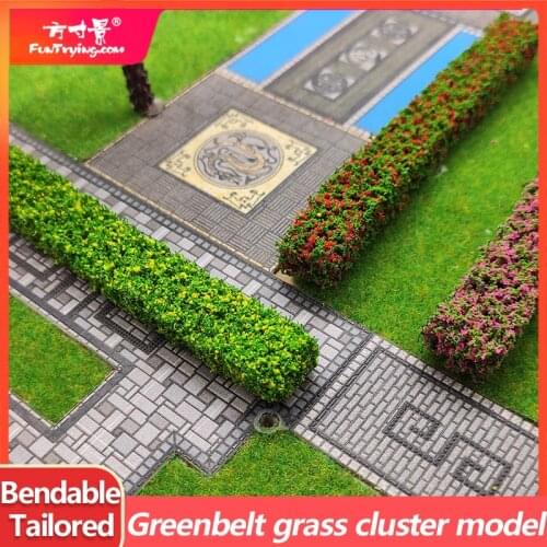 Shrub Strips Model Green Sand Table Miniature Simulation Grass Strip Fence DIY Materials For Outdoor Building Diorama 2PCS