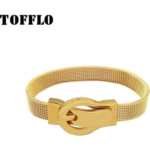 TOFFLO Stainless Steel Jewelry Watch Belt Buckle Magnet Bracelet Women Fashion Bracelet BSE240