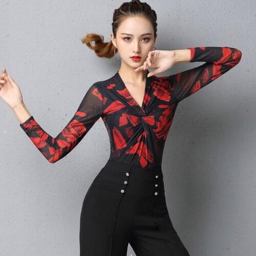 Latin Dance Tops For Women Ballroom Practice Wear Tap Dancewear Salsa Dance Outfit Performance Costume Designer Clothes DL7253