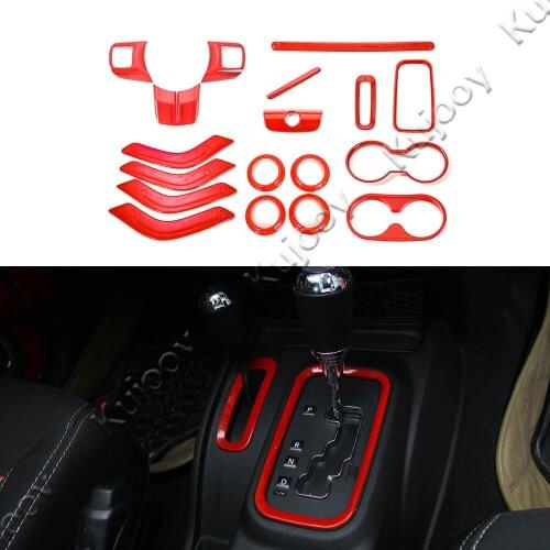 Interior Mouldings Steering Wheel + Cup Holder + Gear Shift Panel + Air Conditioner Vent Decor Trim for Jeep Wrangler JL 2018