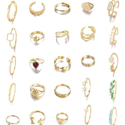 Crystal Jewelry Various Styles Ring Fruit Star Moon Stackable Rings For Women Gifts Adjustable Party Wedding Bijoux Femme 2021