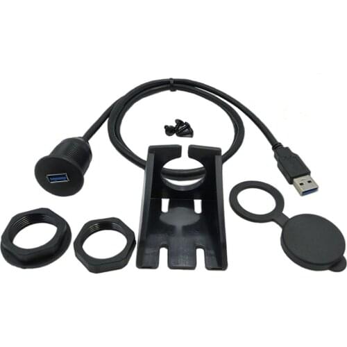 1M 2M Waterproof Flush Mount USB Dock Adapter Dashboard Pan USB 3.0 Port Male to Female Extension Cable for Car Motorcycle