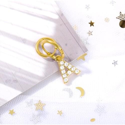 1 PC Fashion Cute Initial A-Z Letter Earrings Mirco Crystal Gold Small Hoop Earings For Women Alphabet Fashion Jewellery 2020
