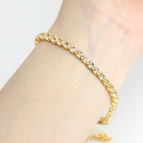 10pcs Gold Silver Color Iced Out Chain Bracelet Hip Hop Jewelry Rhinestone Armbanden Voor Vrouwen Cubic Zirconia Tennis Bracelet