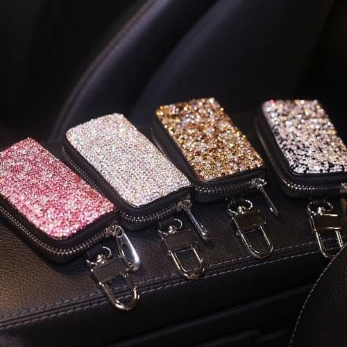 Diamond Car Key Cover Case Key Chain Keyring Keychain Bling Car Accessories for Girls Women Gifts for Benz Bmw F10 Bmw X5